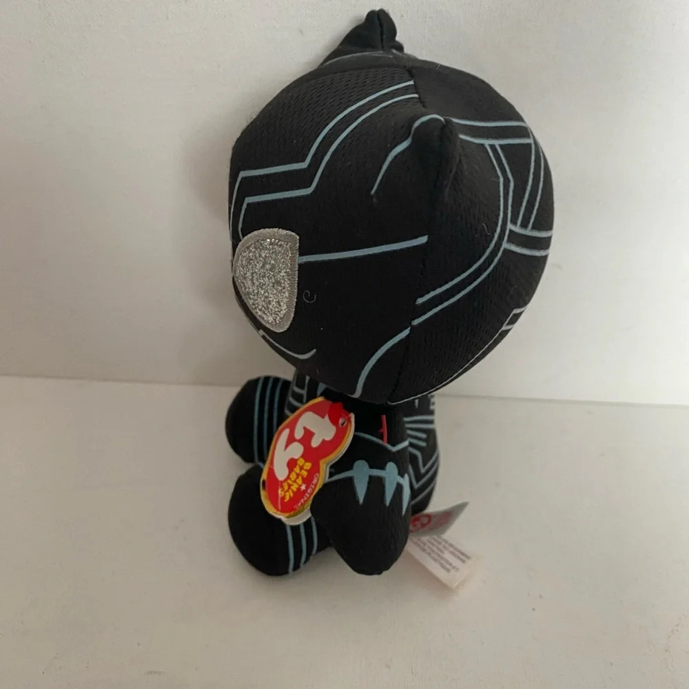 New Ty Marvel Black Panther Beanie Baby Plush Soft Toy - 6" Avengers With Tags - Picture 5 of 7